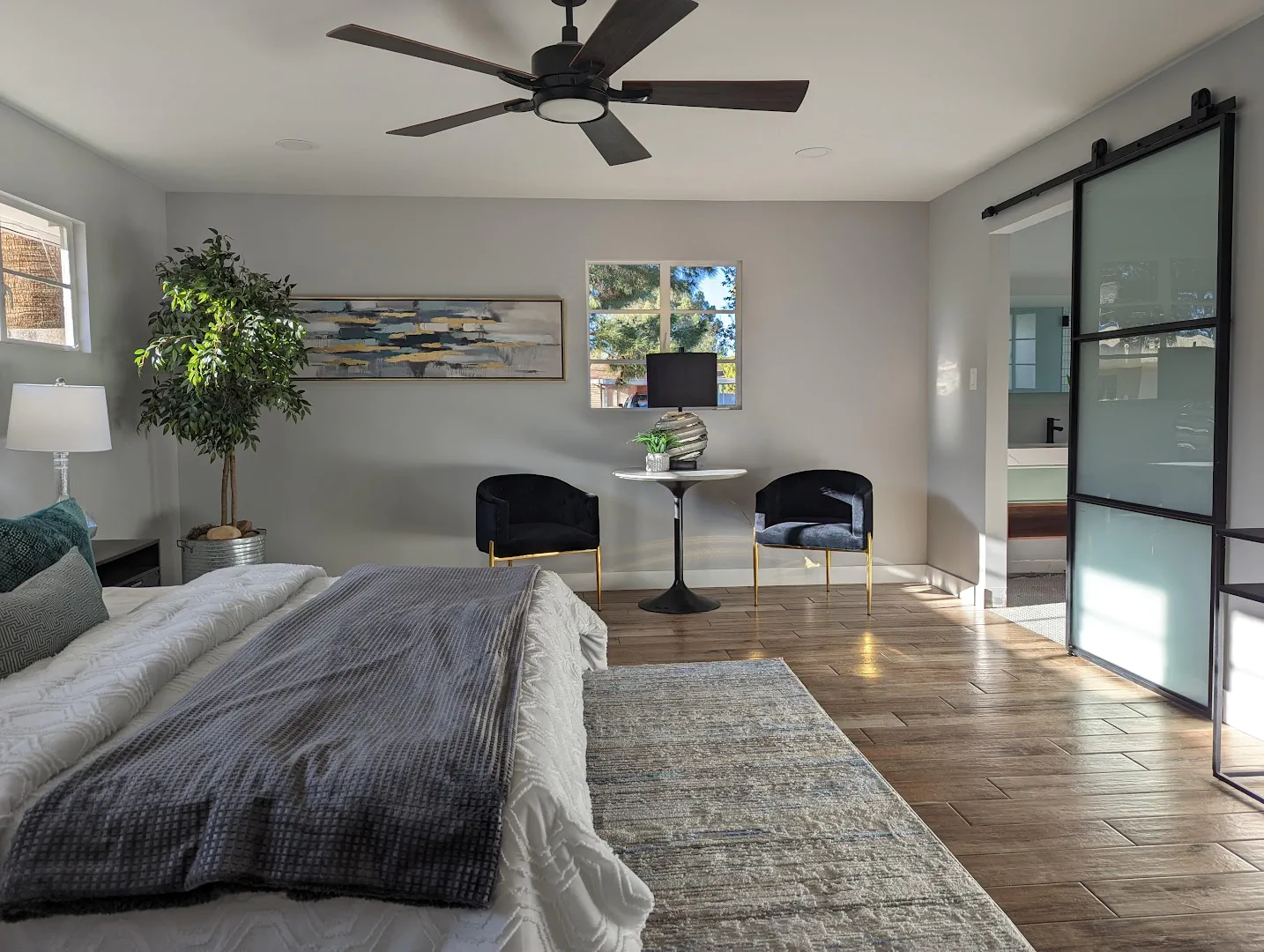 Contemporary bedroom with elegant decor for home staging in Las Vegas