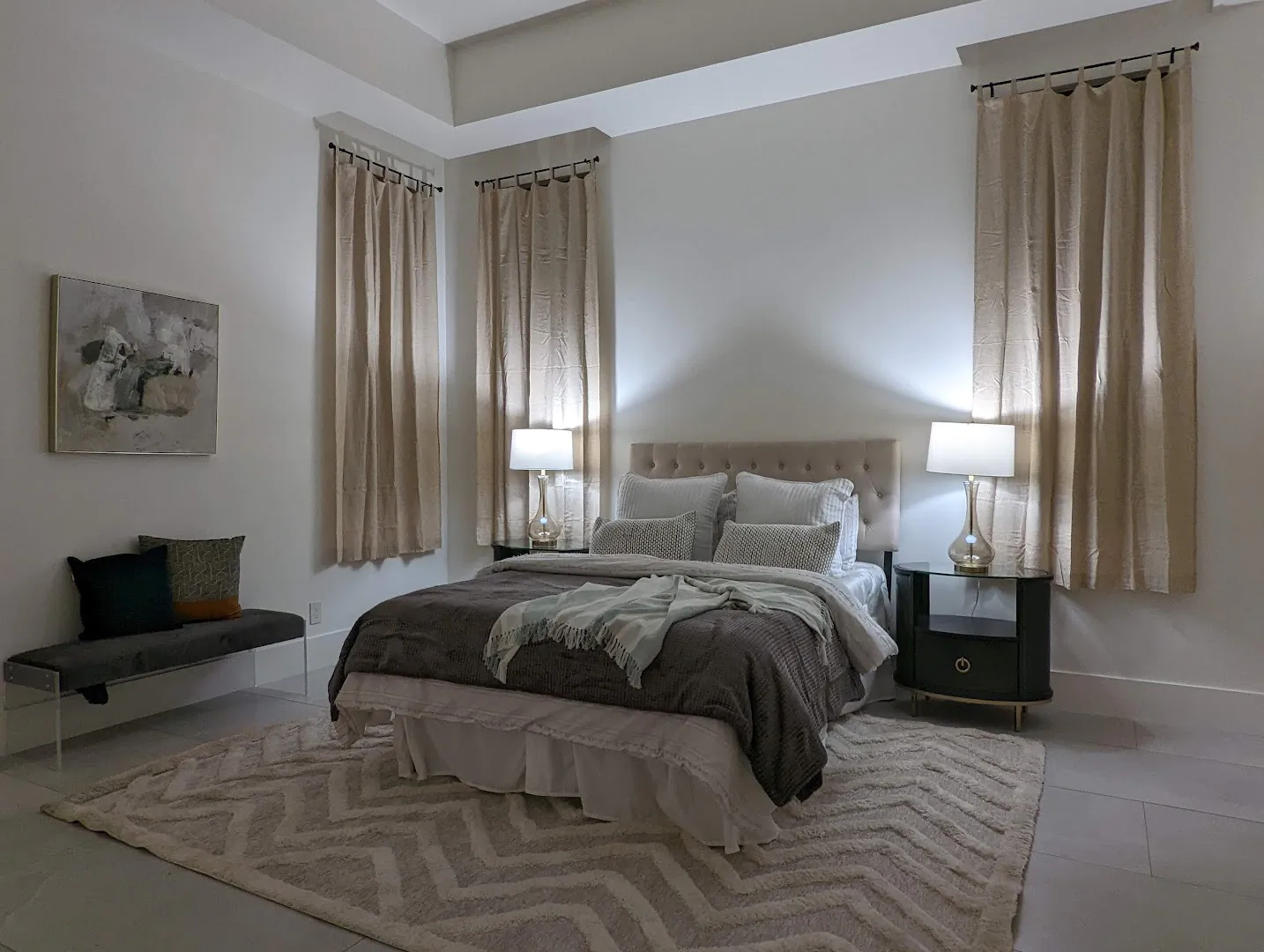 Contemporary bedroom with stylish decor for home staging in Las Vegas